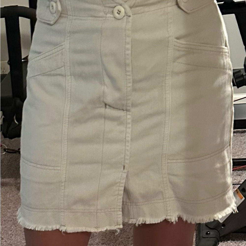 Free People Alpha Utility Mini Off-White Button Skirt